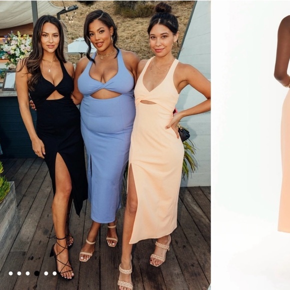 NWT Show Me Your Mumu Luca Midi Dress w/ Slit And Open Back ~ Cantaloupe/Orange - Picture 2 of 8